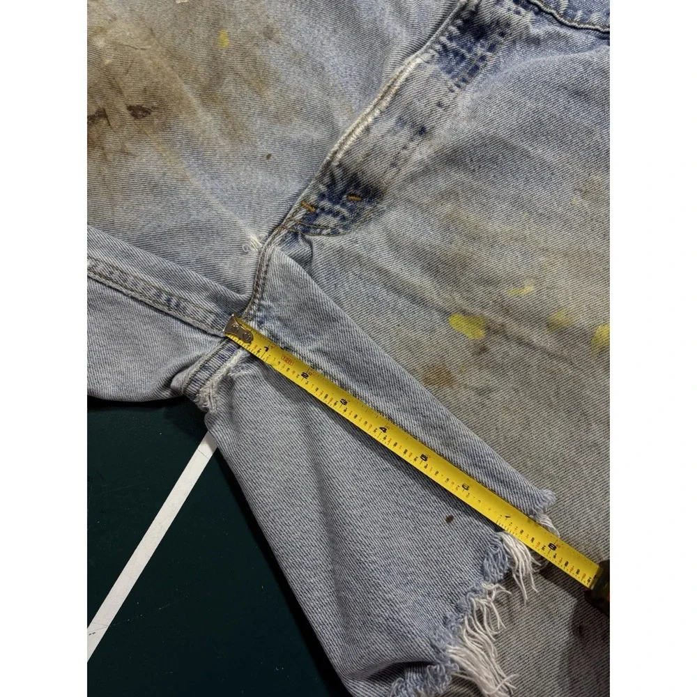 Vtg 90s Levi's 560 Orange Tab Jean Shorts Size 34‎ Distressed Cut Off Denim USA